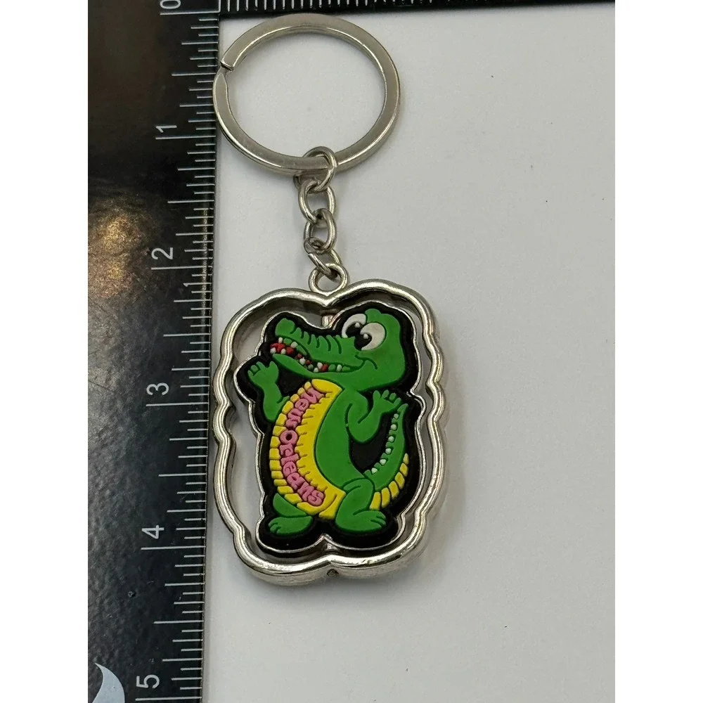 New Orleans Souvenir Keychain Green Alligator Spinner Metal Rubber‎ Travel Gift